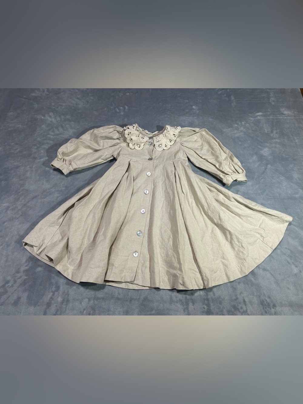 Vintage Three Blind Mice Prairie Dress Lace Collar Children’s Cottagecore Linen